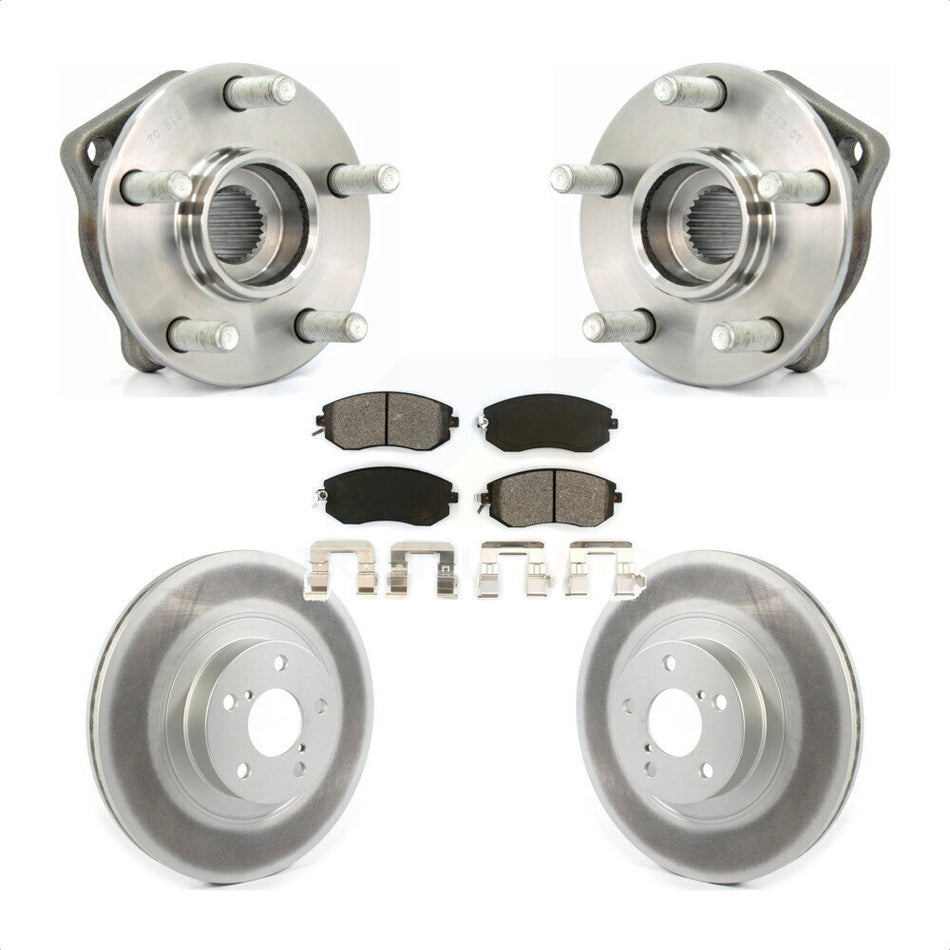 Front Hub Bearing Assembly With Coated Disc Brake Rotors And Semi-Metallic Pads Kit For Subaru Impreza Outback Forester Legacy XV Crosstrek KBB-114691