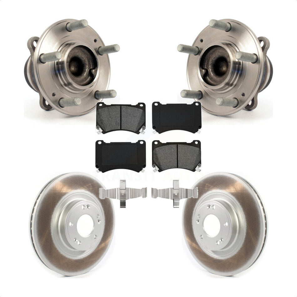 Front Hub Bearing Assembly With Coated Disc Brake Rotors And Semi-Metallic Pads Kit For Hyundai Genesis KBB-114696