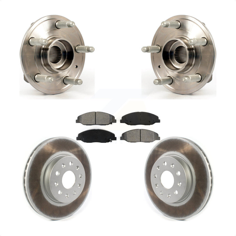 Front Hub Bearing Assembly With Coated Disc Brake Rotors And Semi-Metallic Pads Kit For Cadillac CTS Without Heavy Duty Brakes KBB-114699