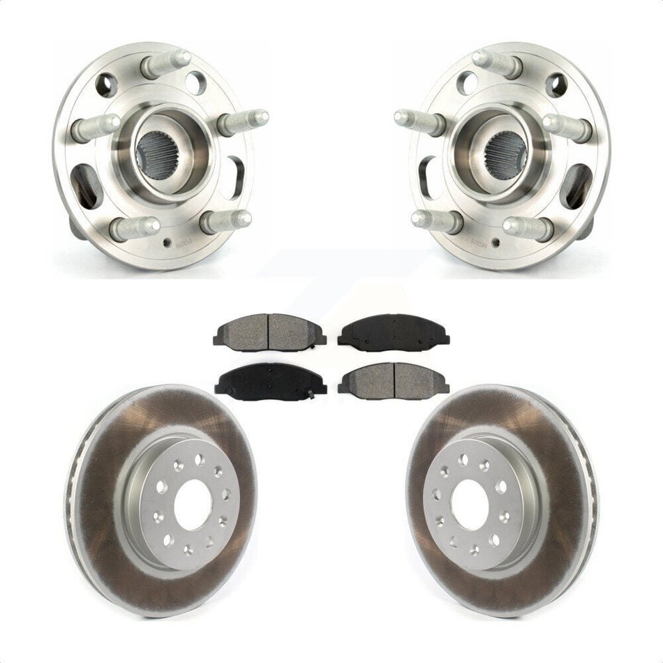 Front Hub Bearing Assembly With Coated Disc Brake Rotors And Semi-Metallic Pads Kit For Cadillac CTS Without Heavy Duty Brakes KBB-114704