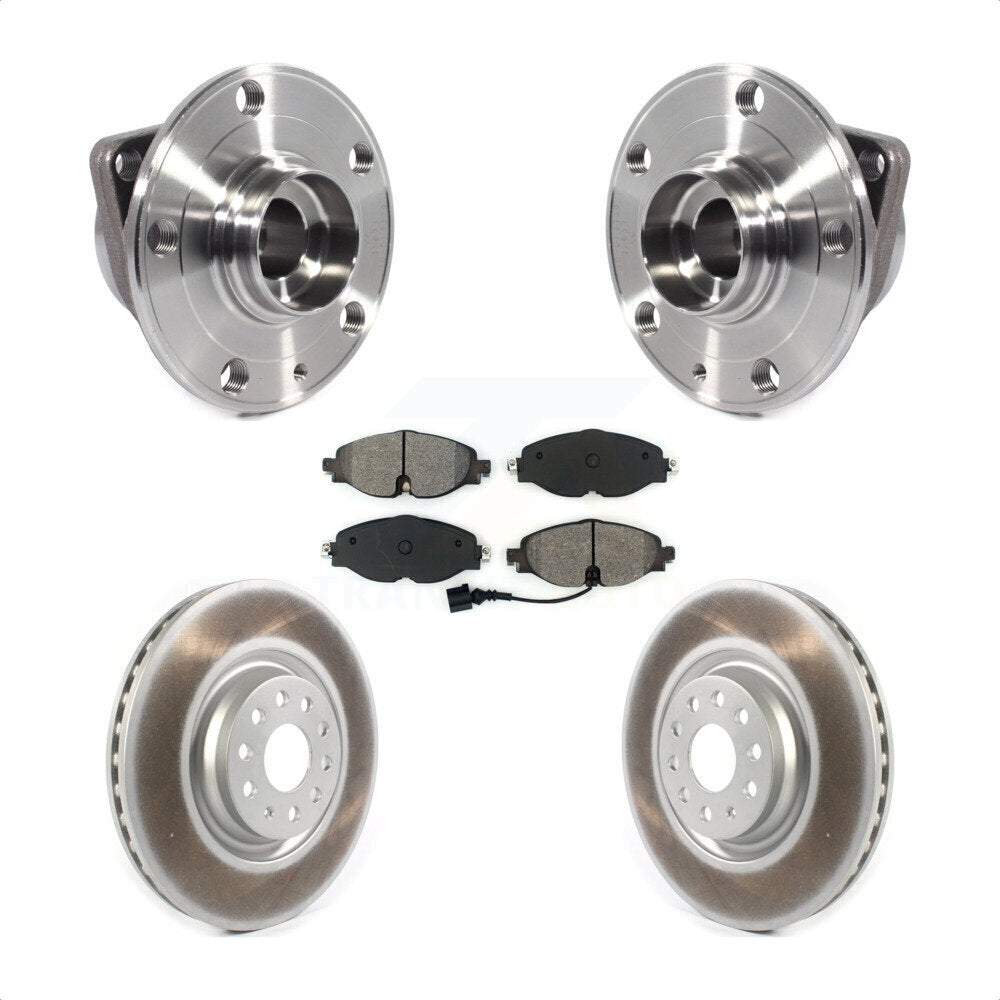 Front Hub Bearing Coat Brake Rotor Pad Kit For Volkswagen GTI Without Performance Package KBB-114708