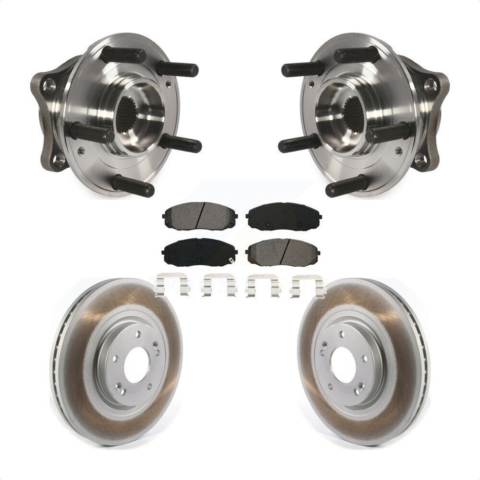Front Hub Bearing Assembly With Coated Disc Brake Rotors And Semi-Metallic Pads Kit For 2015-2019 Kia Sedona KBB-114709