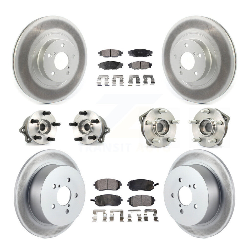 Front Rear Hub Bearings Assembly Coated Disc Brake Rotors And Ceramic Pads Kit (10Pc) For Subaru Outback Legacy With 292mm Diameter Rotor KBB-114716
