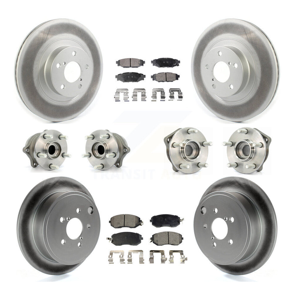 Front Rear Hub Bearings Assembly Coated Disc Brake Rotors And Ceramic Pads Kit (10Pc) For Subaru Outback Impreza Forester Legacy KBB-114724