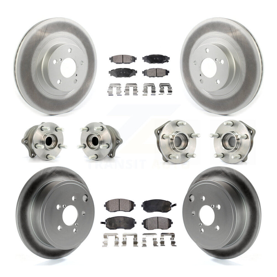Front Rear Hub Bearings Assembly Coated Disc Brake Rotors And Ceramic Pads Kit (10Pc) For Subaru Outback Forester Impreza Legacy KBB-114725