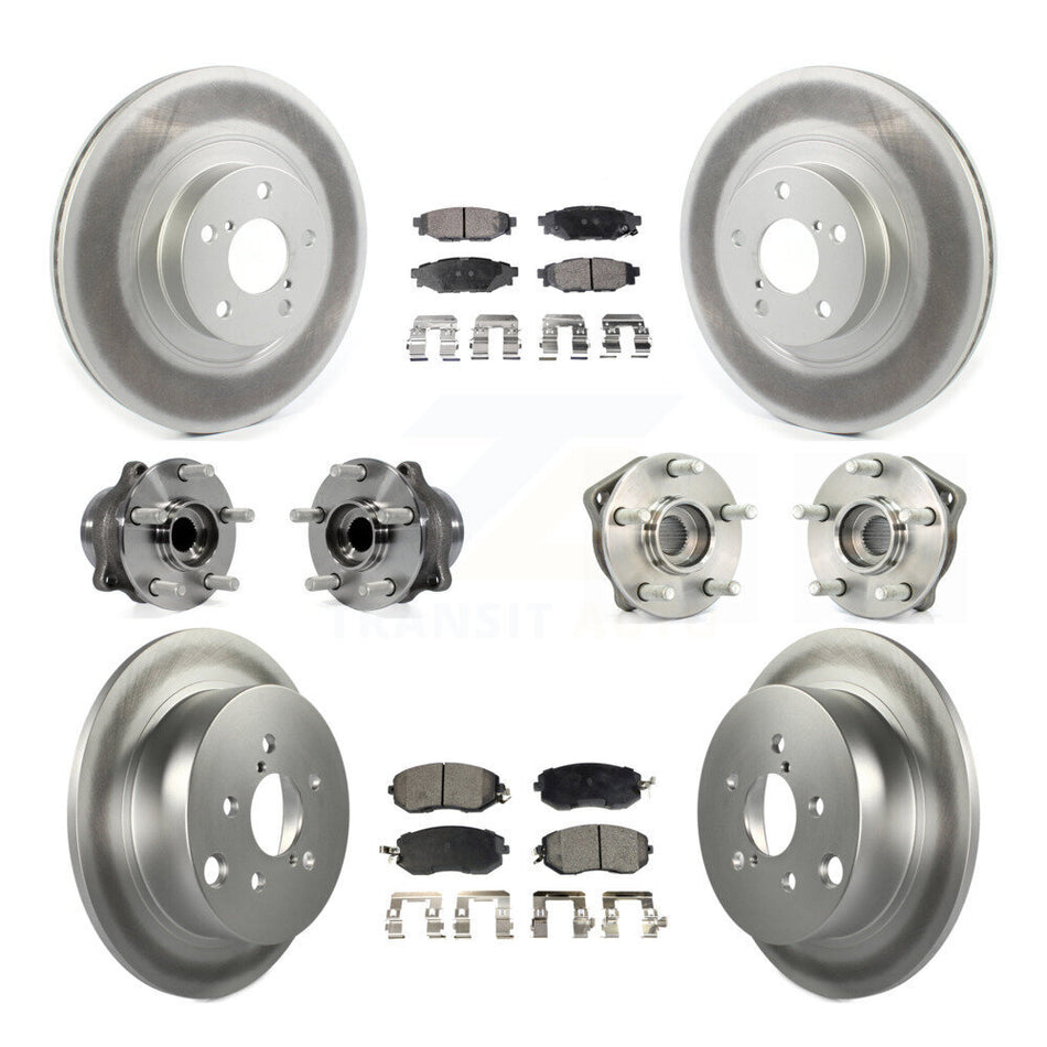 Front Rear Hub Bearings Assembly Coated Disc Brake Rotors And Ceramic Pads Kit (10Pc) For 2013 Subaru XV Crosstrek With 292mm Diameter Rotor KBB-114736