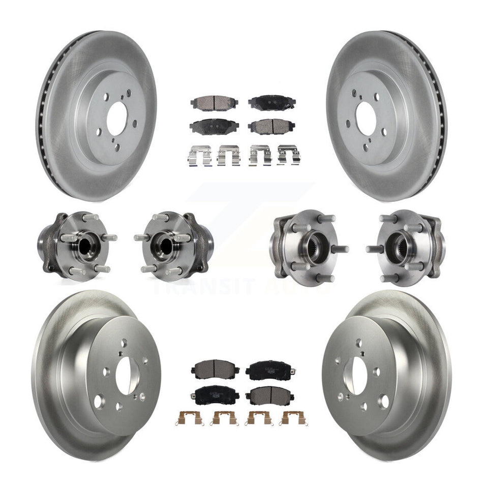 Front Rear Hub Bearings Assembly Coated Disc Brake Rotors And Ceramic Pads Kit (10Pc) For Subaru Crosstrek Impreza KBB-114739