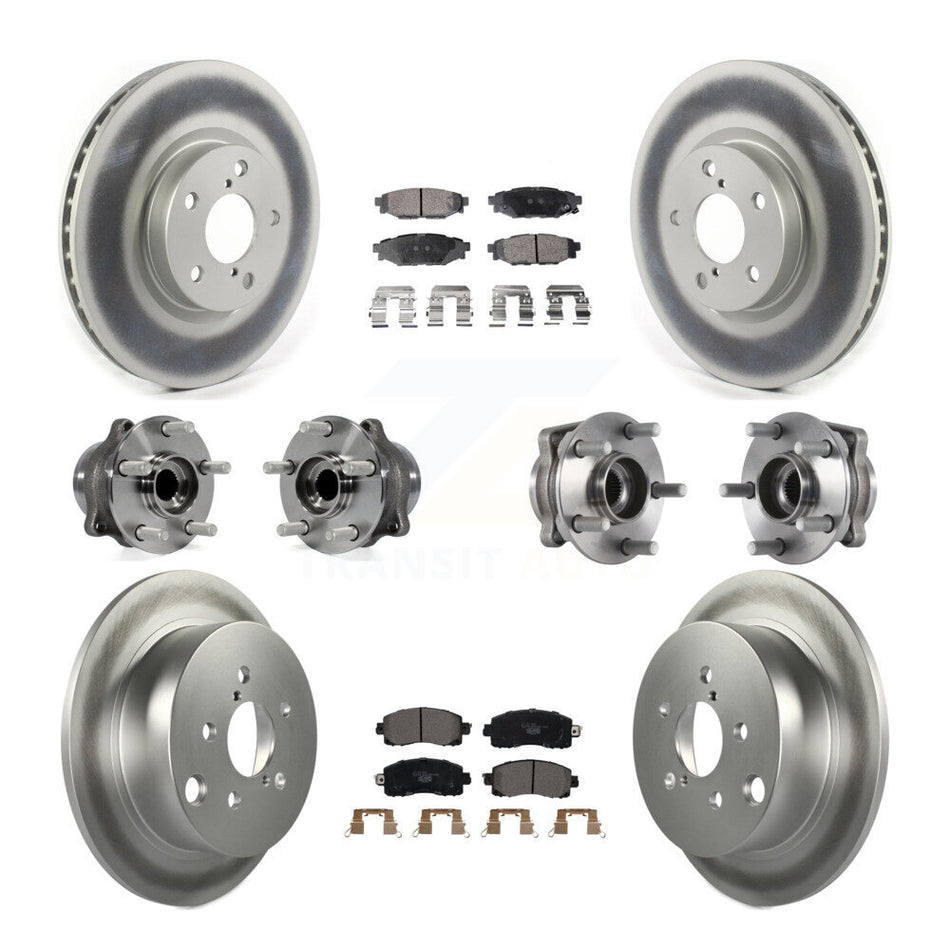 Front Rear Hub Bearings Assembly Coated Disc Brake Rotors And Ceramic Pads Kit (10Pc) For 2017-2019 Subaru Impreza With 276mm Diameter Rotor KBB-114740