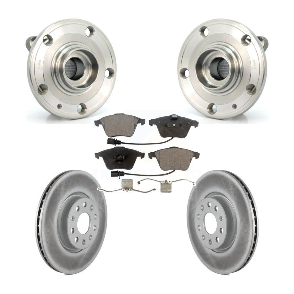 Front Hub Bearing Assembly With Coated Disc Brake Rotors And Ceramic Pads Kit For Volkswagen CC Passat KBB-114763
