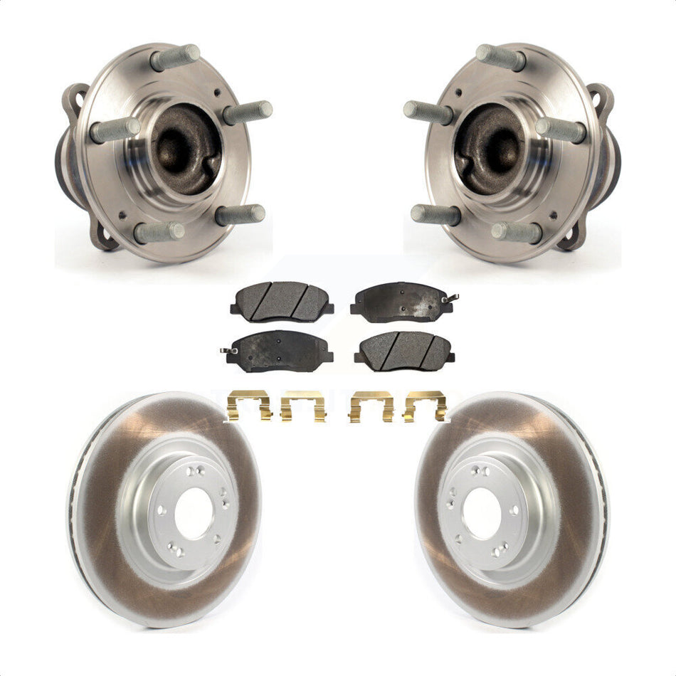 Front Hub Bearing Assembly With Coated Disc Brake Rotors And Ceramic Pads Kit For 2012 Hyundai Genesis 3.8L KBB-114770