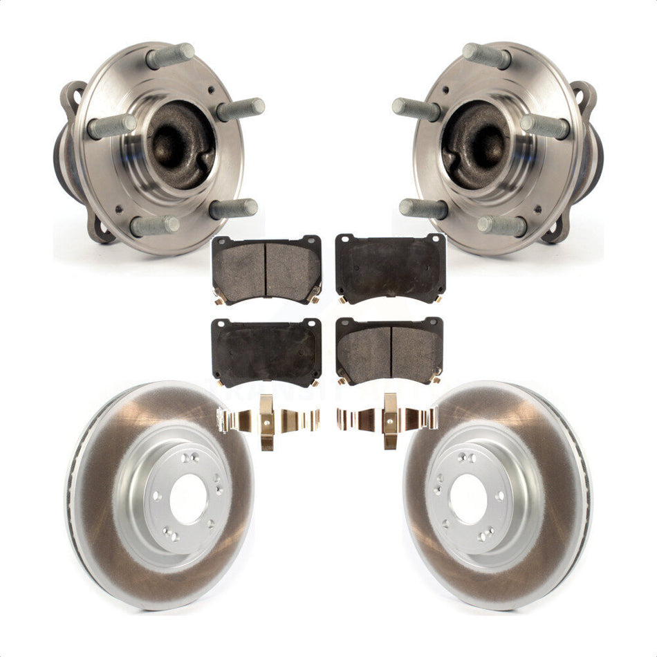 Front Hub Bearing Assembly With Coated Disc Brake Rotors And Ceramic Pads Kit For Hyundai Genesis KBB-114771