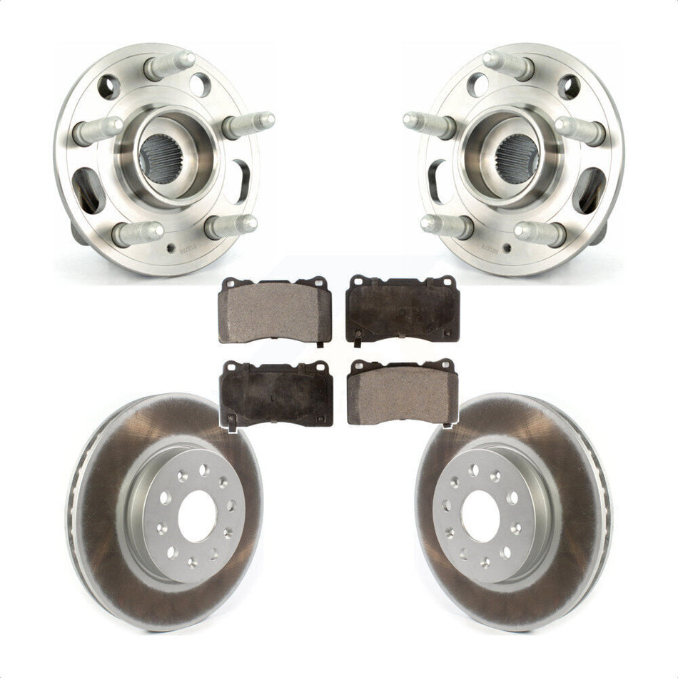 Front Hub Bearing Assembly With Coated Disc Brake Rotors And Ceramic Pads Kit For Cadillac CTS KBB-114780