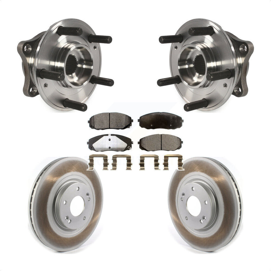 Front Hub Bearing Assembly With Coated Disc Brake Rotors And Ceramic Pads Kit For 2015-2019 Kia Sedona KBB-114790