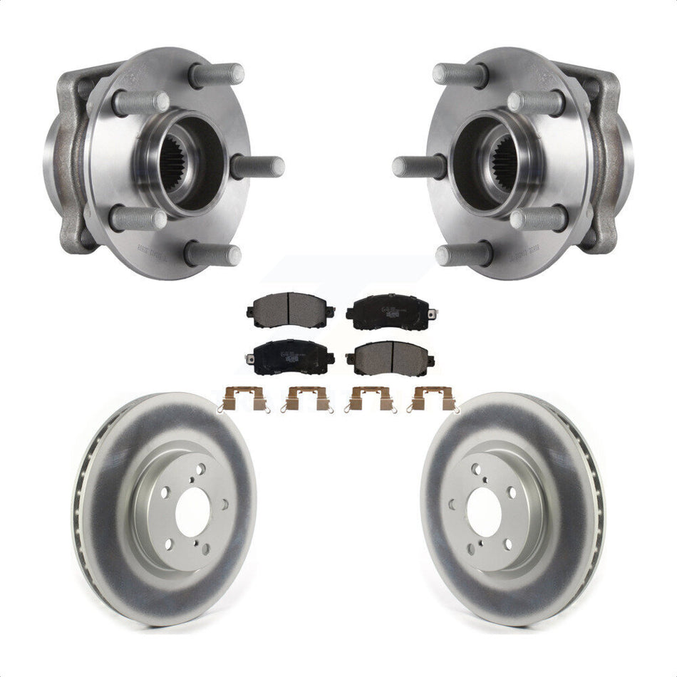 Front Hub Bearing Assembly With Coated Disc Brake Rotors And Ceramic Pads Kit For 2017-2019 Subaru Impreza 276mm Diameter Rotor KBB-114794