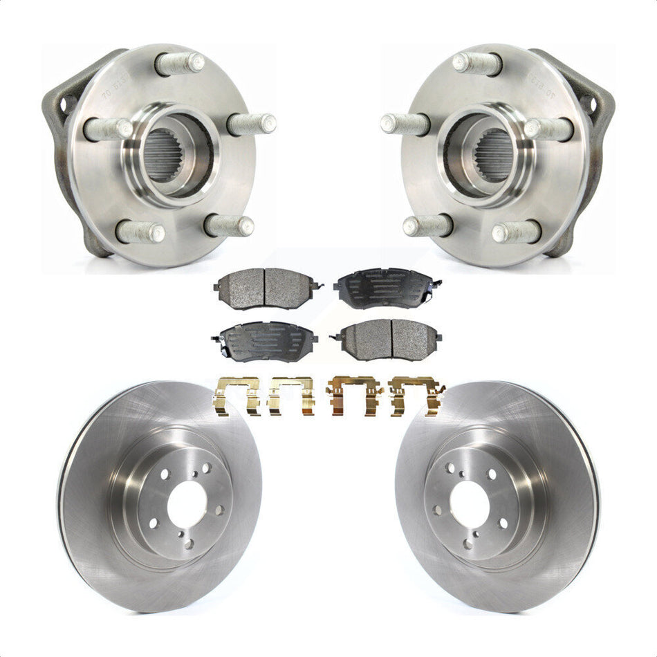 Front Hub Bearing Assembly With Disc Brake Rotors And Semi-Metallic Pads Kit For 2009 Subaru Legacy 3.0 R with 3.0L 292mm Diameter Rotor KBB-114798