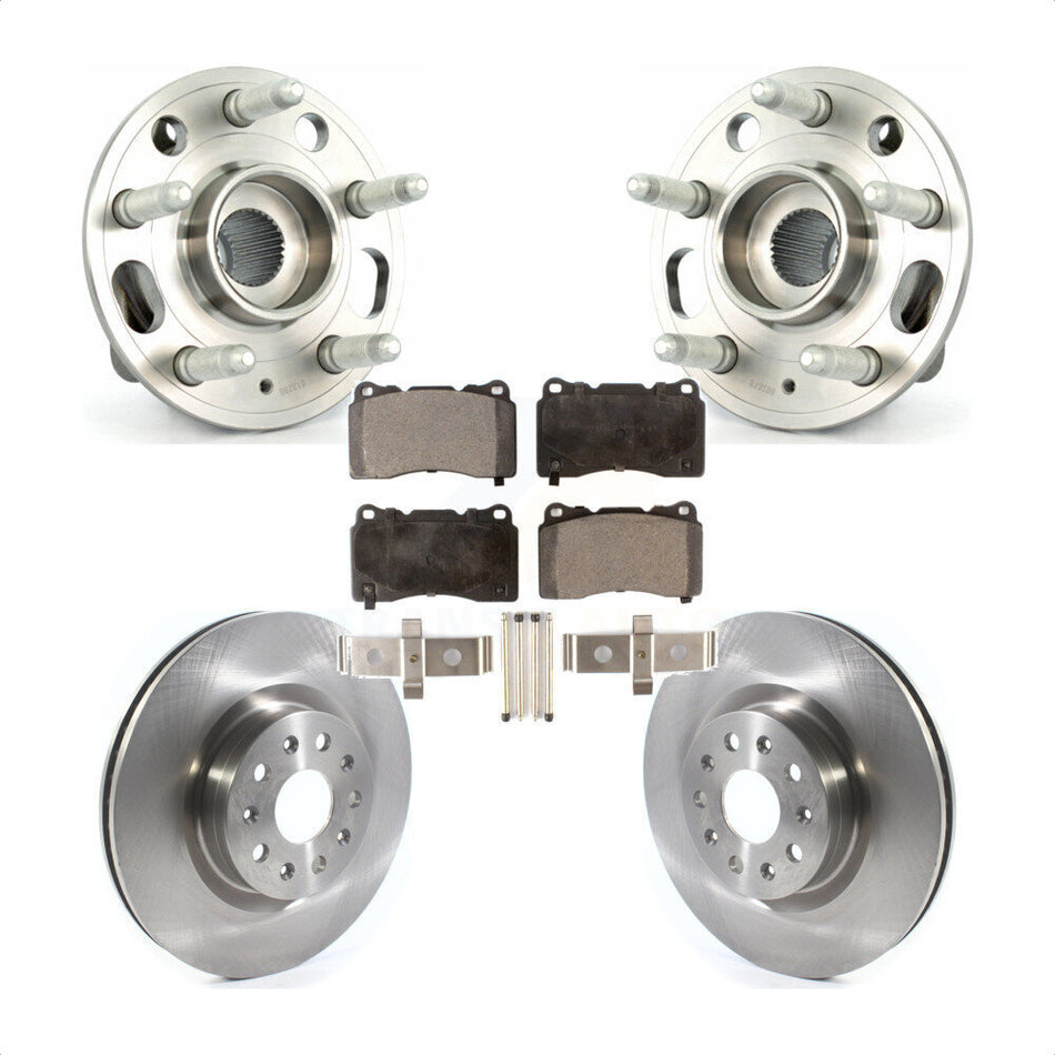 Front Hub Bearing Assembly With Disc Brake Rotors And Semi-Metallic Pads Kit For 2015 Cadillac CTS Base Premium Luxury Performance with AWD 18" Factory Wheels KBB-114812