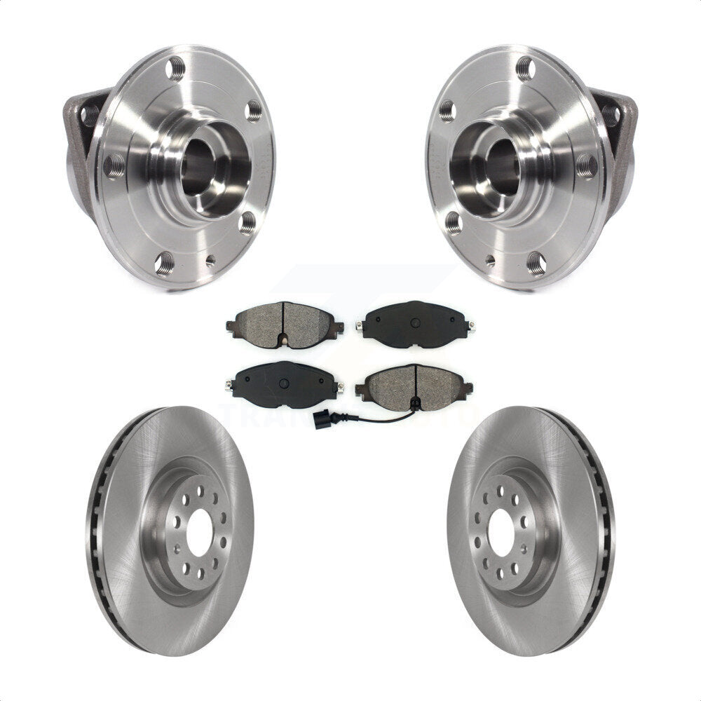 Front Hub Bearing Disc Brake Rotor Pad Kit For Volkswagen GTI Without Performance Package KBB-114846