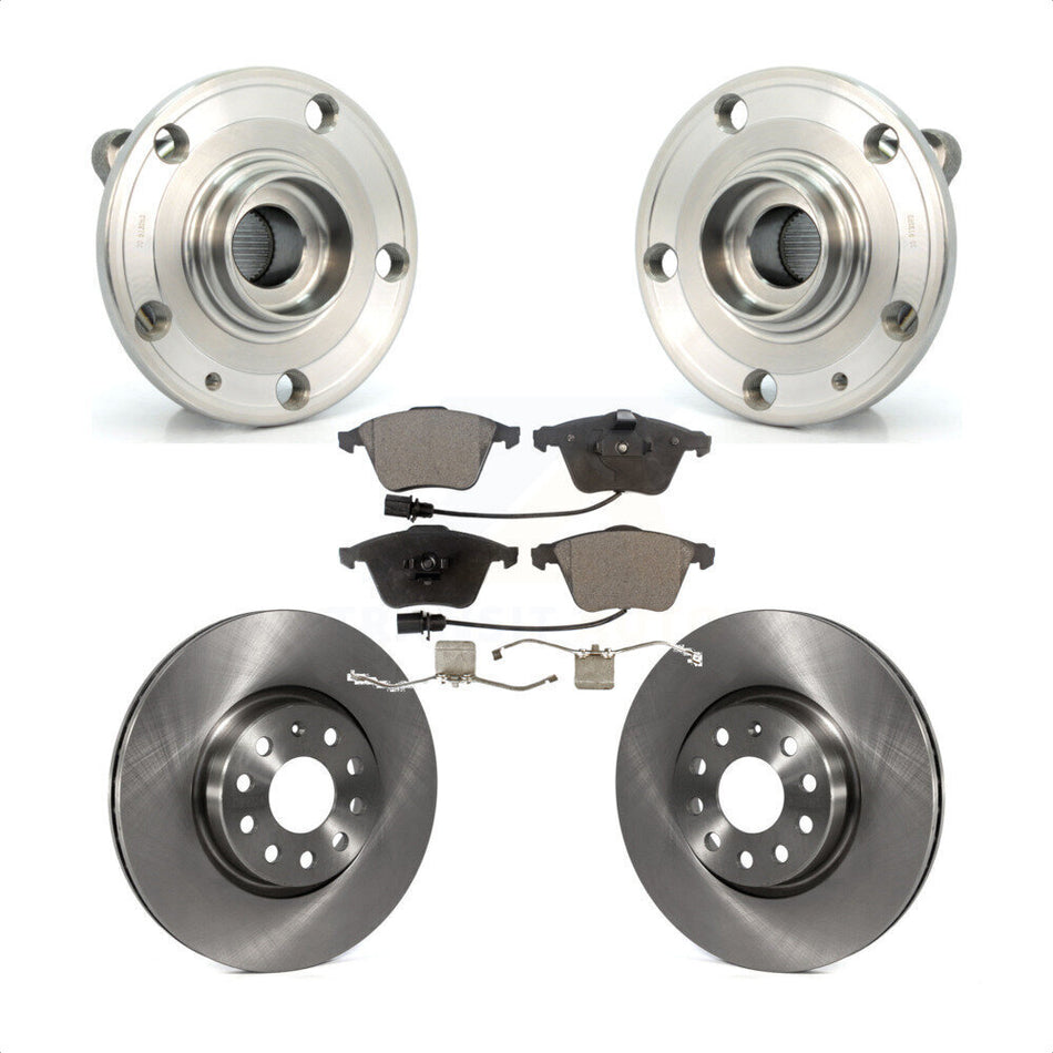 Front Hub Bearing Assembly With Disc Brake Rotors And Ceramic Pads Kit For Volkswagen CC Passat KBB-114855