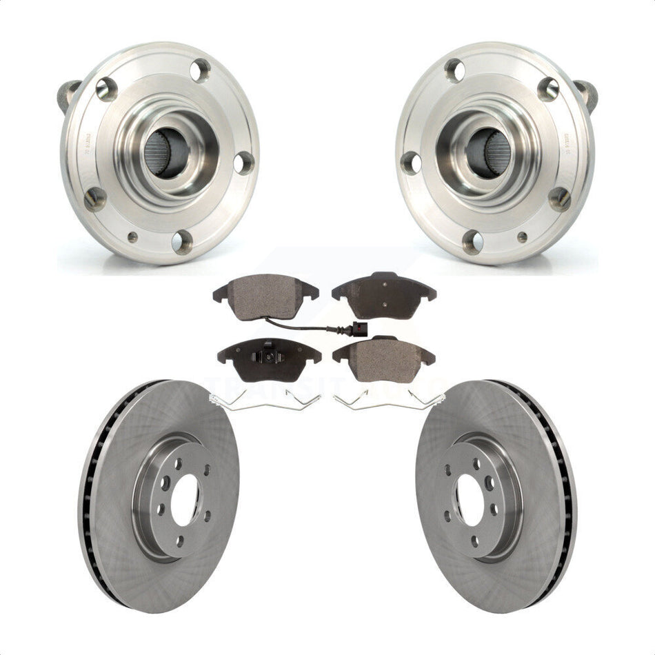 Front Hub Bearing Assembly With Disc Brake Rotors And Ceramic Pads Kit For Volkswagen CC 340mm Diameter Rotor KBB-114857