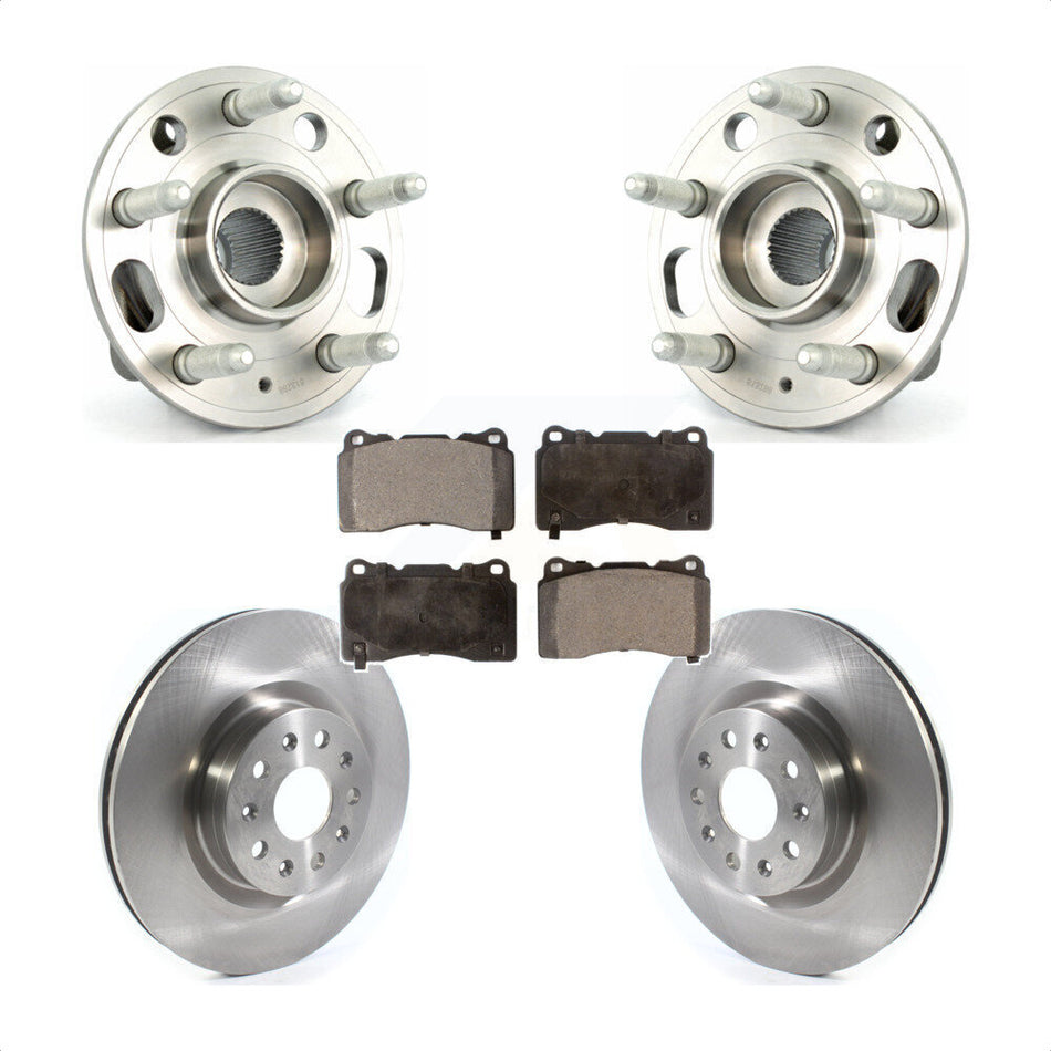 Front Hub Bearing Assembly With Disc Brake Rotors And Ceramic Pads Kit For 2015 Cadillac CTS Base Premium Luxury Performance with AWD 18" Factory Wheels KBB-114871