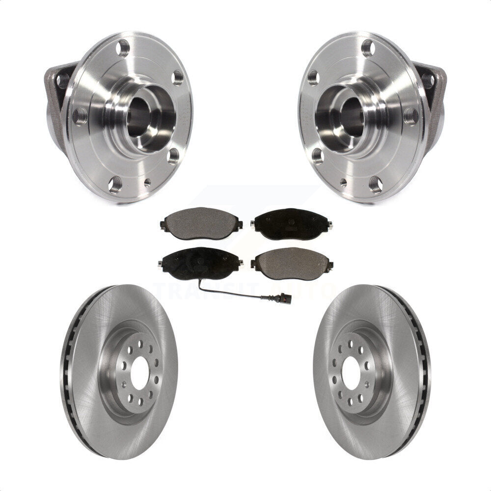 Front Hub Bearing Brake Rotor & Pad Kit For Volkswagen Tiguan Jetta Audi Q3 GTI Golf R S3 KBB-114880