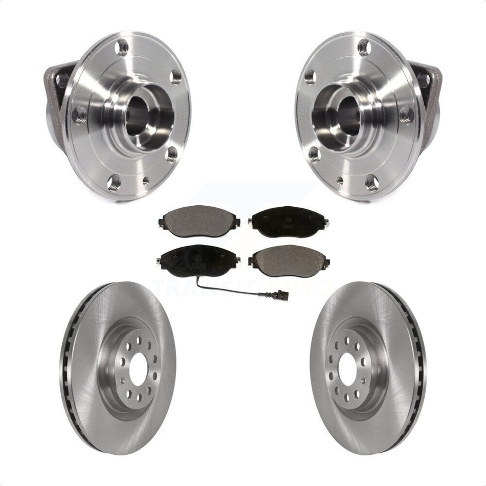Front Hub Bearing Brake Rotor & Pad Kit For Volkswagen Tiguan Jetta Audi Q3 GTI Golf R S3 KBB-114880