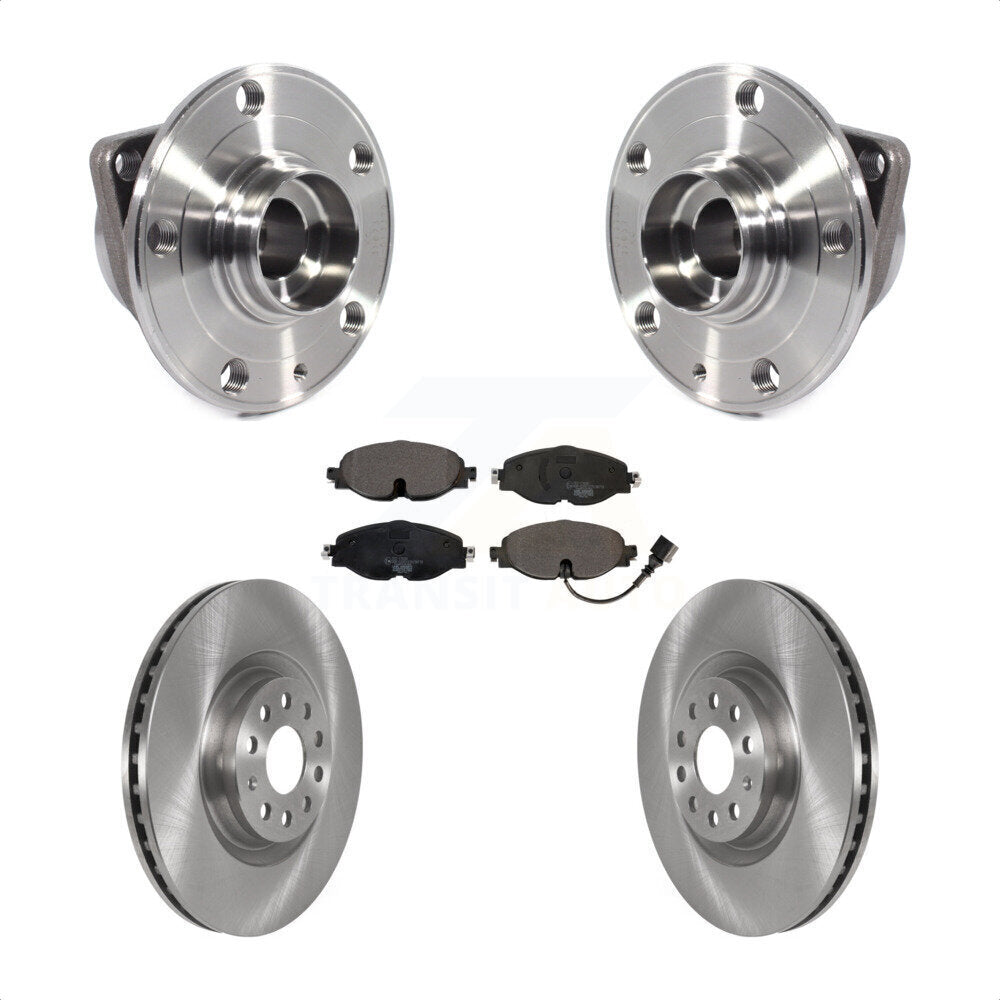 Front Hub Bearing Disc Brake Rotor Pad Kit For Volkswagen GTI Without Performance Package KBB-114881