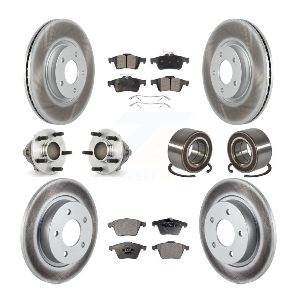 Front Rear Wheel Hub Bearings Assembly Coated Disc Brake Rotors And Semi-Metallic Pads Kit (10Pc) For Mazda 3 KBB-114897