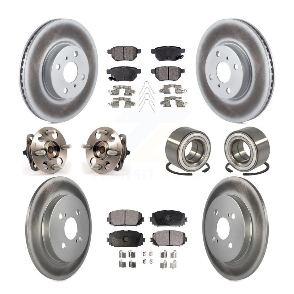 Front Rear Wheel Hub Bearings Assembly Coated Disc Brake Rotors And Semi-Metallic Pads Kit (10Pc) For Toyota Yaris Japan Production Identified By 1st Digit Of VIN J KBB-114898