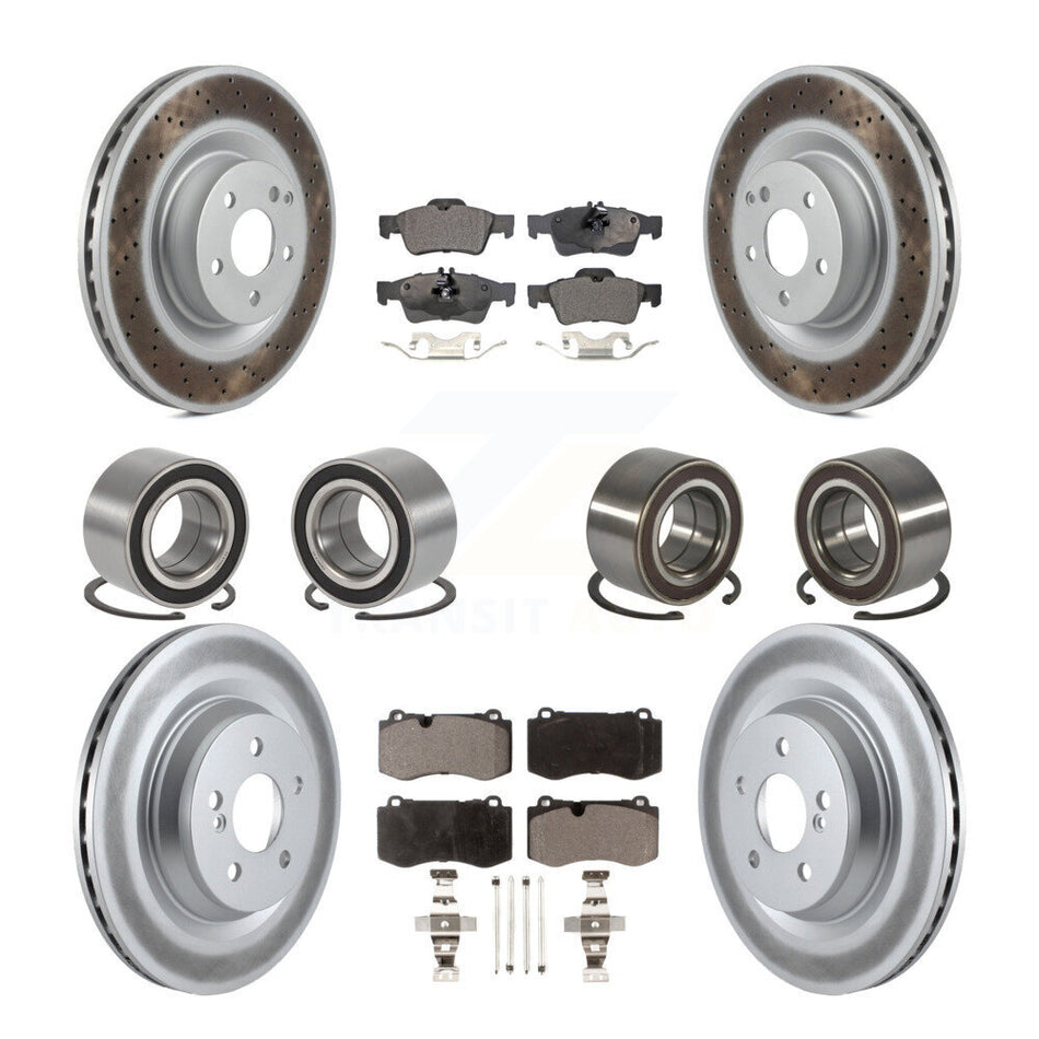 Front Rear Wheel Bearings Coated Disc Brake Rotors And Semi-Metallic Pads Kit (10Pc) For 2012 Mercedes-Benz S350 With Sport Package KBB-114905