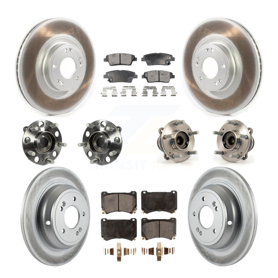 Front Rear Hub Bearings Assembly Coated Disc Brake Rotors And Semi-Metallic Pads Kit (10Pc) For Hyundai Genesis KBB-114938