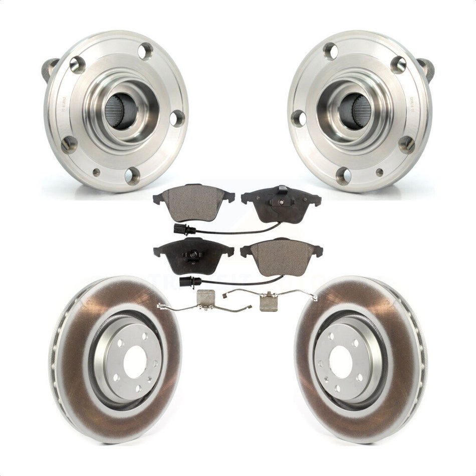 Front Hub Bearing Assembly With Coated Disc Brake Rotors And Semi-Metallic Pads Kit For Audi TT Quattro 340mm Diameter Rotor KBB-114945