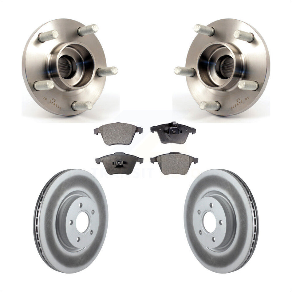 Front Hub Bearing Assembly With Coated Disc Brake Rotors And Semi-Metallic Pads Kit For Volvo S40 C70 V50 320mm Diameter Rotor KBB-114947