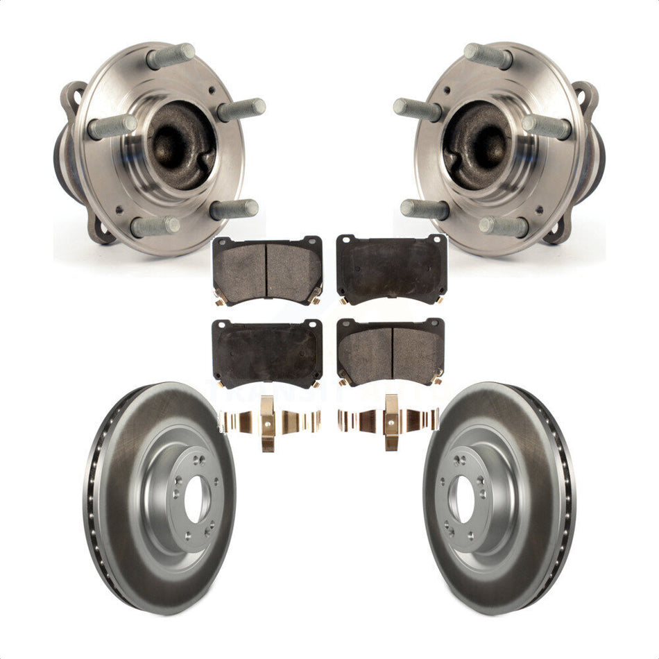 Front Hub Bearing Assembly With Coated Disc Brake Rotors And Semi-Metallic Pads Kit For Hyundai Genesis Equus KBB-114949