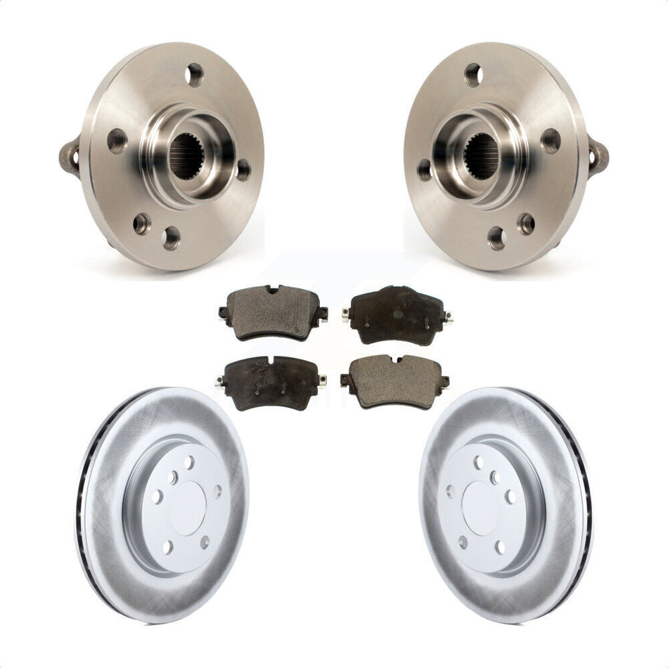 Front Hub Bearing Assembly With Coated Disc Brake Rotors And Semi-Metallic Pads Kit For 2015 Mini Cooper Convertible Coupe 294mm Diameter Rotor 5 Lug Wheels KBB-114951