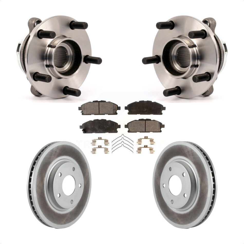 Front Hub Bearing Assembly With Coated Disc Brake Rotors And Semi-Metallic Pads Kit For 2011-2017 Nissan Quest KBB-114952