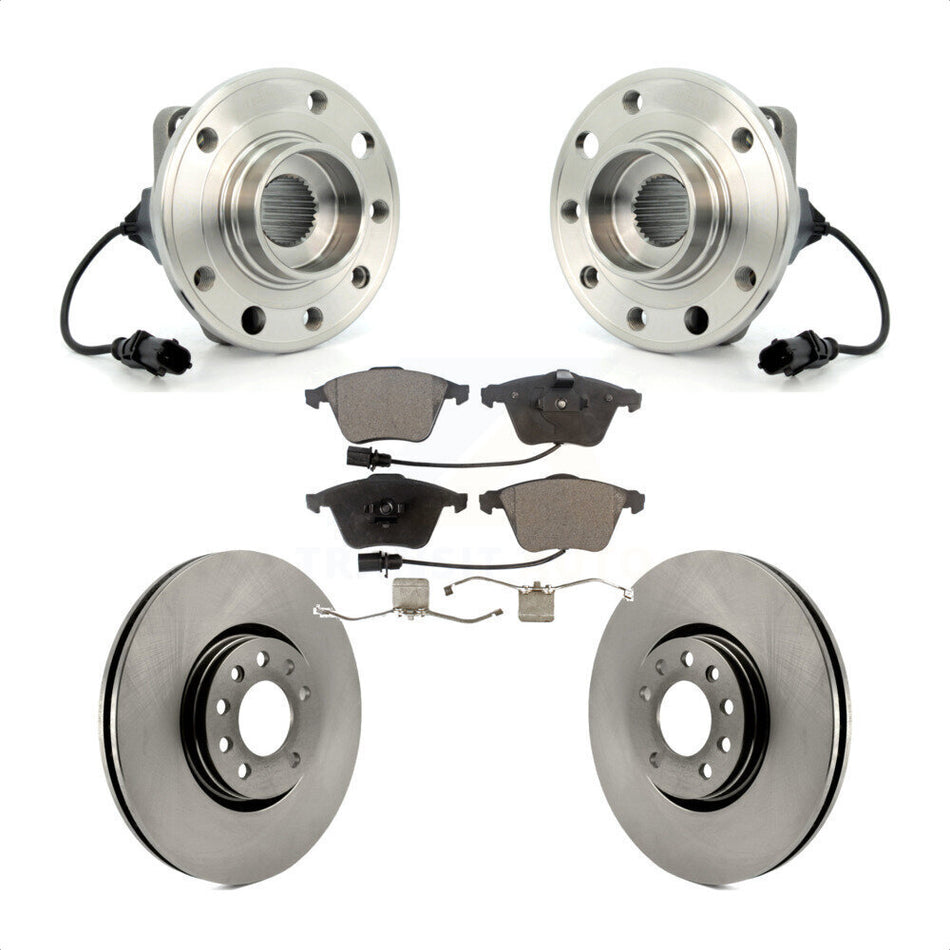 Front Hub Bearing Assembly With Disc Brake Rotors And Semi-Metallic Pads Kit For 2010-2011 Saab 9-3X 314mm Diameter Rotor KBB-114961
