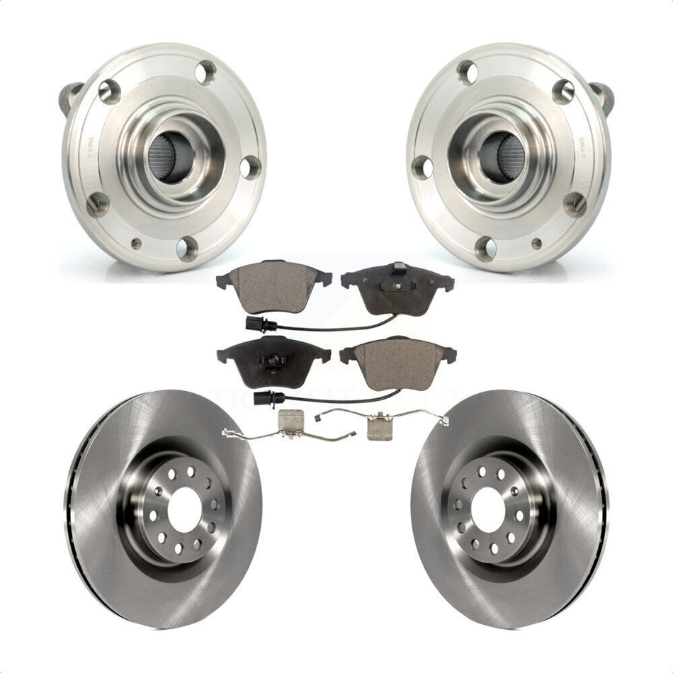 Front Hub Bearing Assembly With Disc Brake Rotors And Semi-Metallic Pads Kit For Volkswagen Passat CC Golf R R32 KBB-114963