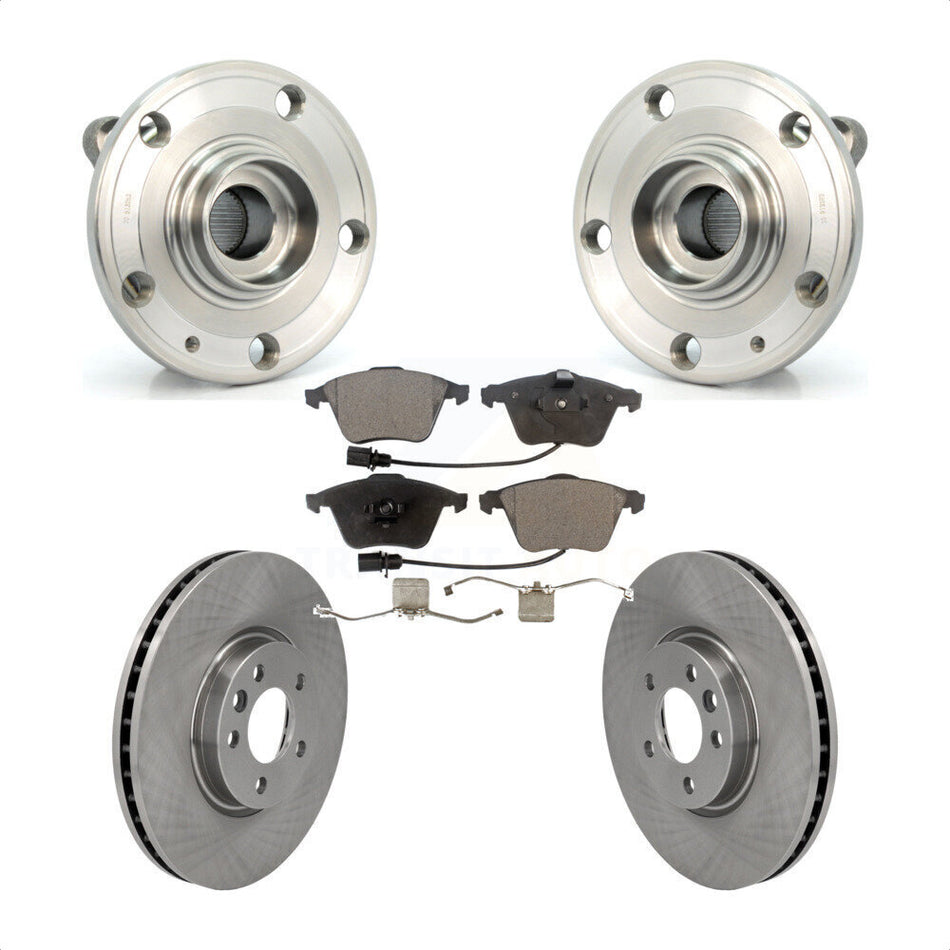 Front Hub Bearing Assembly With Disc Brake Rotors And Semi-Metallic Pads Kit For Volkswagen CC 340mm Diameter Rotor KBB-114965