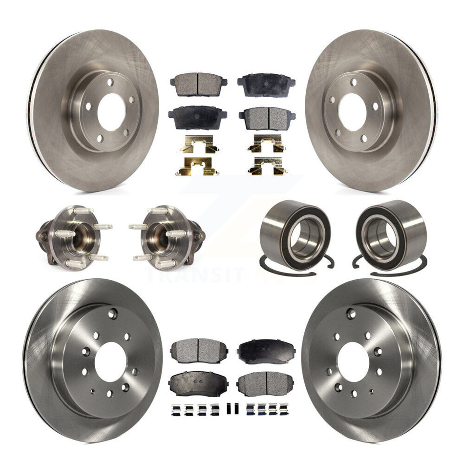 Front Rear Wheel Hub Bearings Assembly Disc Brake Rotors And Semi-Metallic Pads Kit (10Pc) For 2010-2010 Ford Edge Lincoln MKX FWD KBB-114983