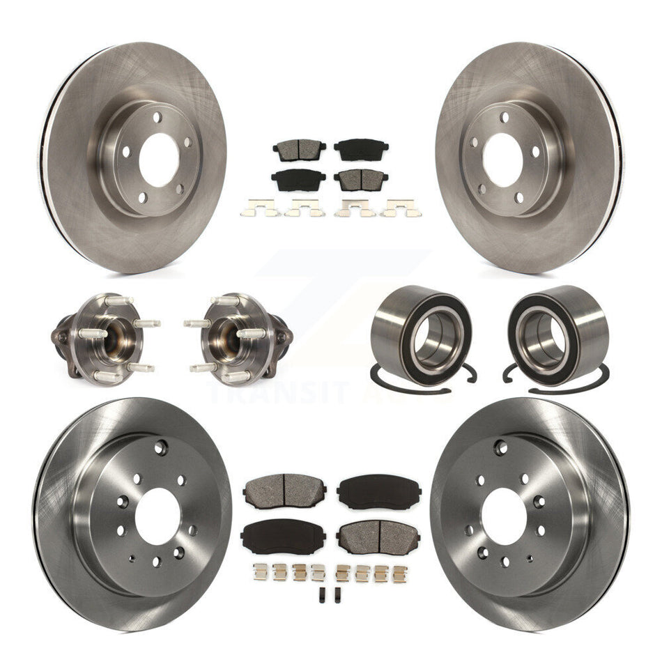 Front Rear Wheel Hub Bearings Assembly Disc Brake Rotors And Semi-Metallic Pads Kit (10Pc) For 2010-2010 Ford Edge Lincoln MKX FWD KBB-114988