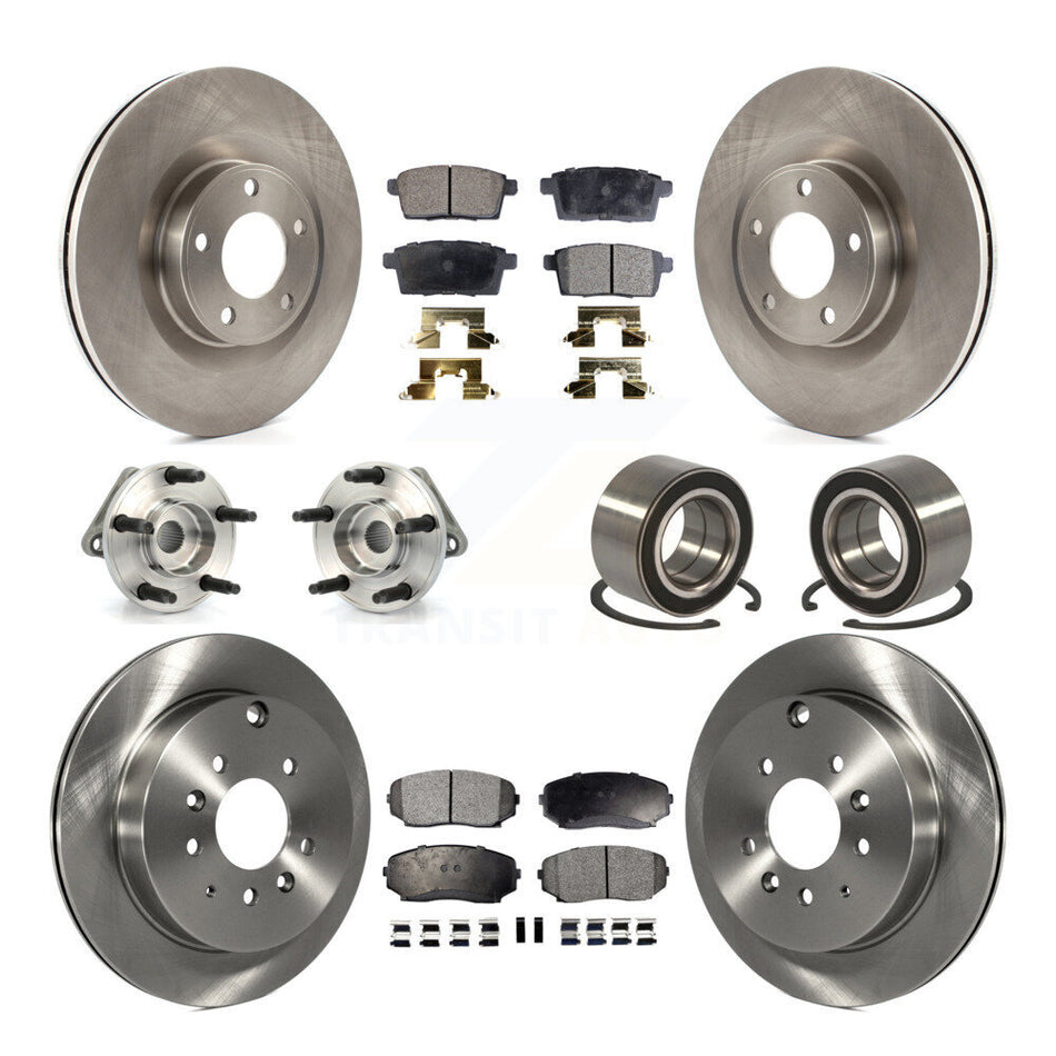 Front Rear Wheel Hub Bearings Assembly Disc Brake Rotors And Ceramic Pads Kit (10Pc) For 2007-2010 Ford Edge Lincoln MKX AWD KBB-114992