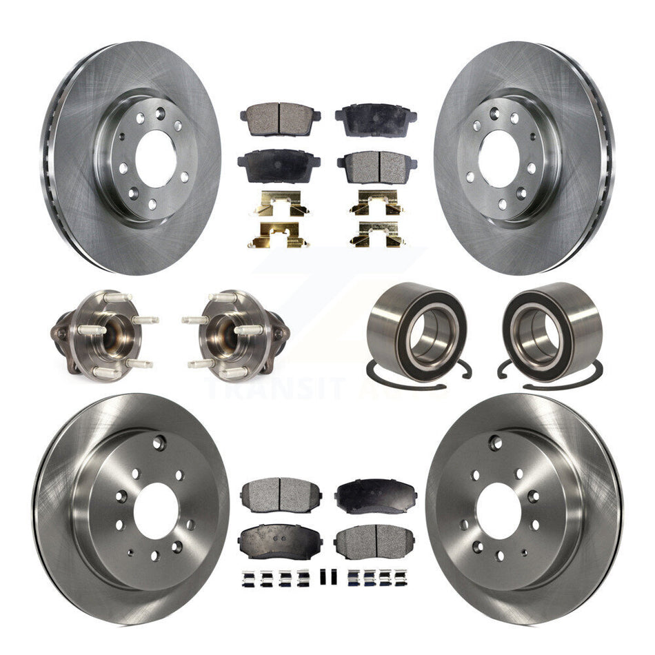 Front Rear Wheel Hub Bearings Assembly Disc Brake Rotors And Ceramic Pads Kit (10Pc) For 2009-2009 Ford Edge Lincoln MKX FWD KBB-114997