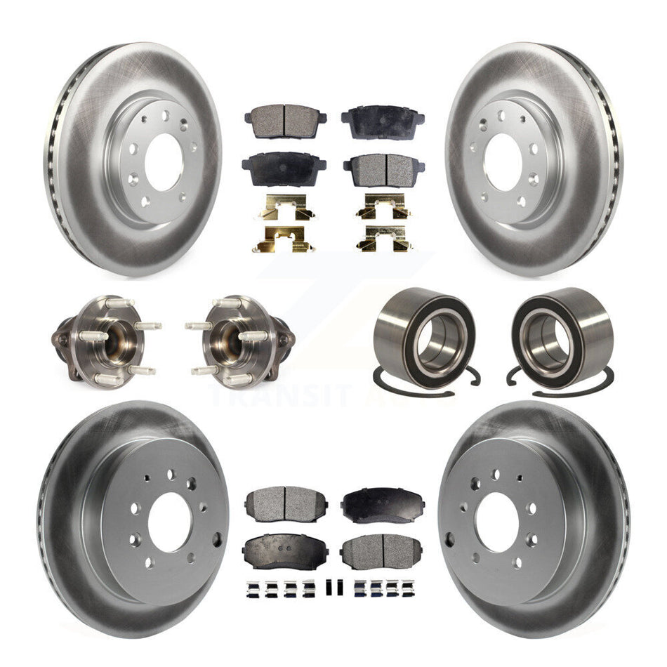 Front Rear Wheel Hub Bearings Assembly Coated Disc Brake Rotors And Semi-Metallic Pads Kit (10Pc) For 2009-2009 Ford Edge Lincoln MKX FWD KBB-115019