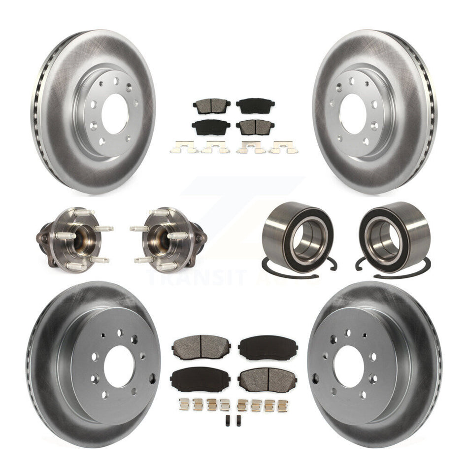 Front Rear Wheel Hub Bearings Assembly Coated Disc Brake Rotors And Semi-Metallic Pads Kit (10Pc) For 2009-2009 Ford Edge Lincoln MKX FWD KBB-115025