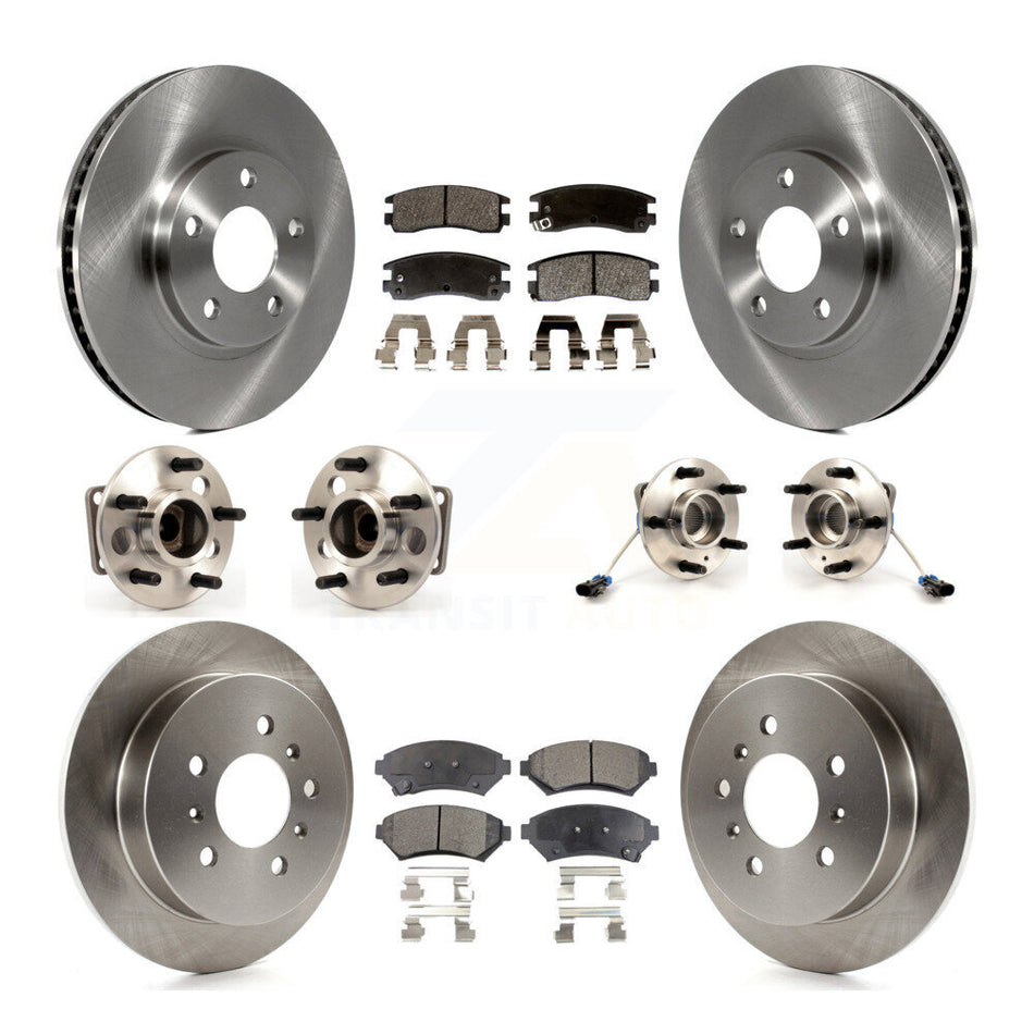 Front Rear Hub Bearings Assembly Disc Brake Rotors And Semi-Metallic Pads Kit (10Pc) For Chevrolet Impala Monte Carlo Oldsmobile Intrigue KBB-115055