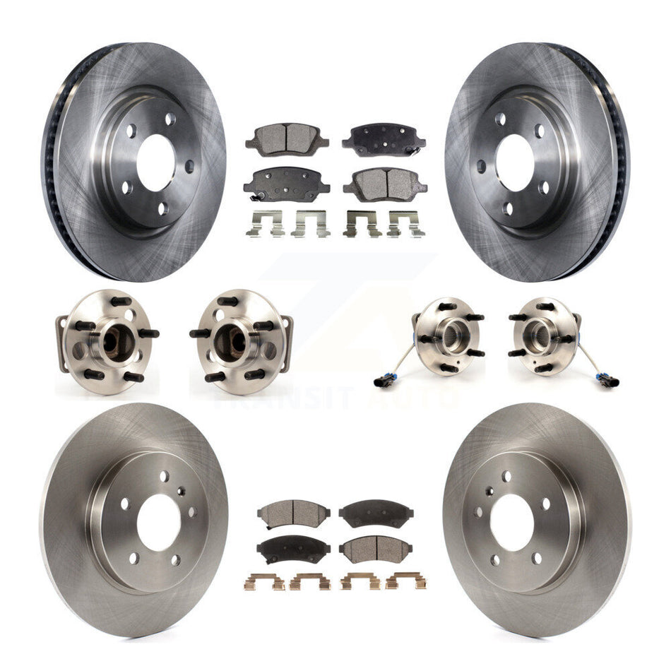 Front Rear Hub Bearings Assembly Disc Brake Rotors And Semi-Metallic Pads Kit (10Pc) For 2005-2005 Chevrolet Uplander Buick Terraza 4 Hole Rectangular Flange FWD KBB-115056