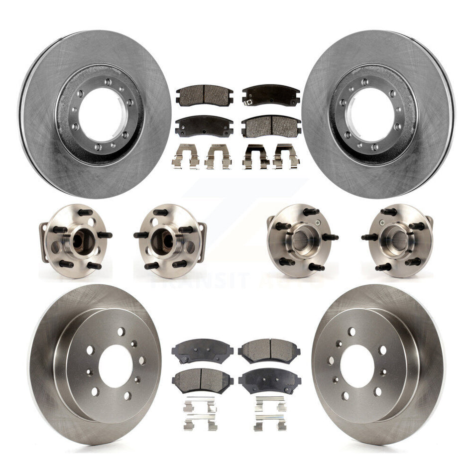 Front Rear Hub Bearings Assembly Disc Brake Rotors And Semi-Metallic Pads Kit (10Pc) For Chevrolet Venture KBB-115058