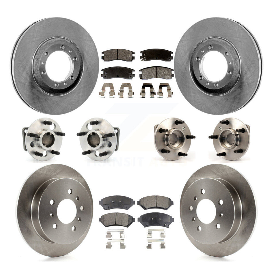 Front Rear Hub Bearings Assembly Disc Brake Rotors And Semi-Metallic Pads Kit (10Pc) For Buick Century Regal Pontiac Grand Prix Non-ABS KBB-115061