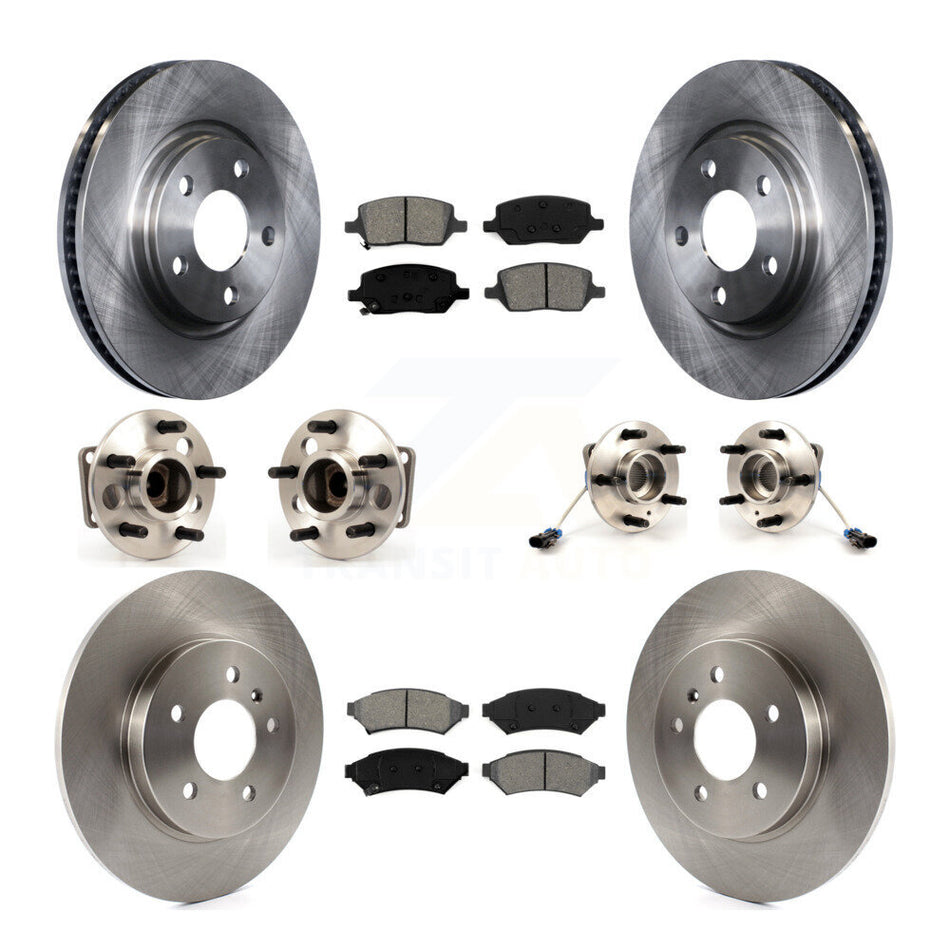 Front Rear Hub Bearings Assembly Disc Brake Rotors And Semi-Metallic Pads Kit (10Pc) For 2005-2005 Chevrolet Uplander Buick Terraza 4 Hole Rectangular Flange FWD KBB-115069
